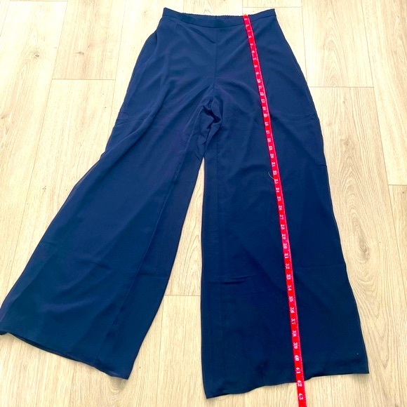 Chaus Mesh Palazzo Pants Stylish Fancy Dark Blue Navy - Picture 9 of 10